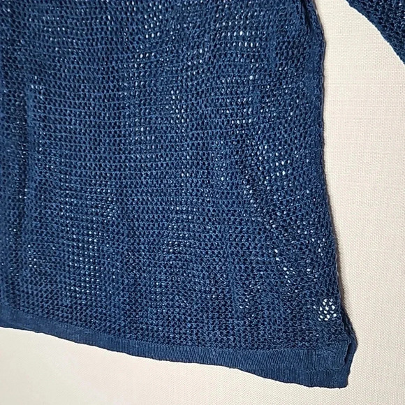 J. Jill Open Knit Sweater Teal Blue Linen Cotton Blend Women's Small - Picture 7 of 16